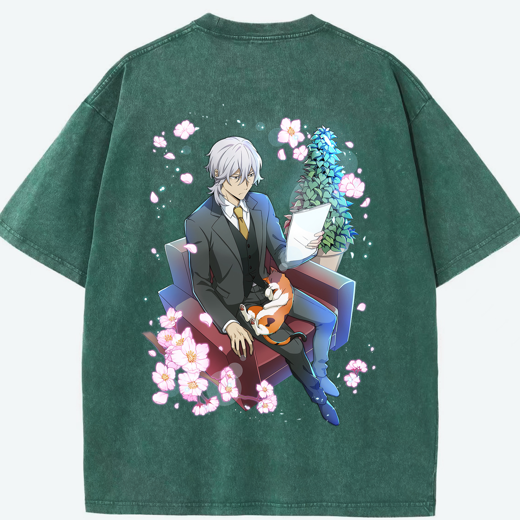 （画像用） 文豪ストレイドッグス Bungo Stray Dogs 綿100% ヴィンテージ風 半袖Tシャツ（背面プリント）